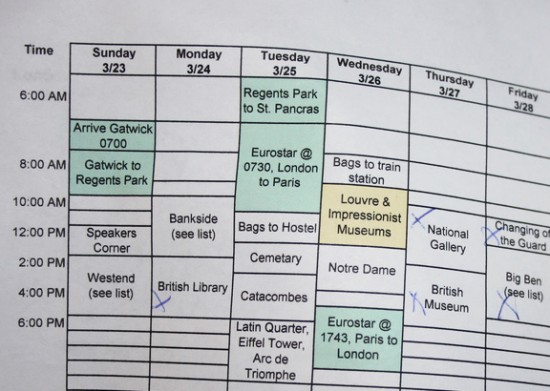 itinerary an itinerary showing travel bookings
